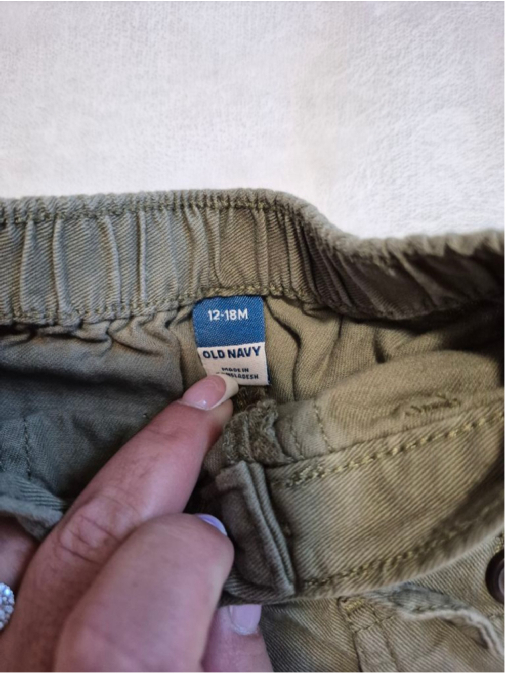 Baby Old Navy Olive Green Cargo Shorts 12-18 Months - Picture 2 of 3